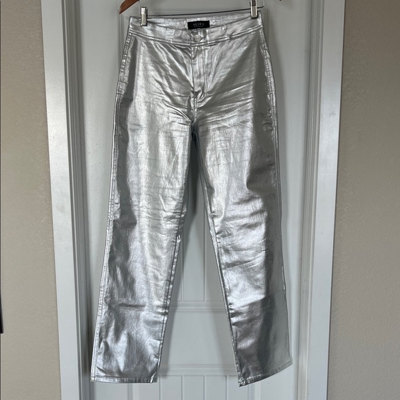 AKIRA Pants - AKIRA “Born to Shine” Metallic Straight-Leg Pants – Size L